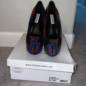 Steve Madden multicolored rhinestone high heels size 6 1/2.